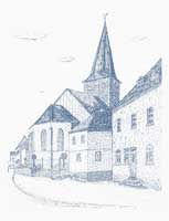 Gressenich Kirche, Zeichnung: Heinz Peters