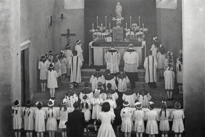 Maiandacht 1949 Markuskirche Markuskirche Mausbach Maiandacht 1949